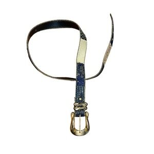 Vintage Elite Belt  Women  Blue‎ And Gold  Brass Hardware Size Medium 27-30"